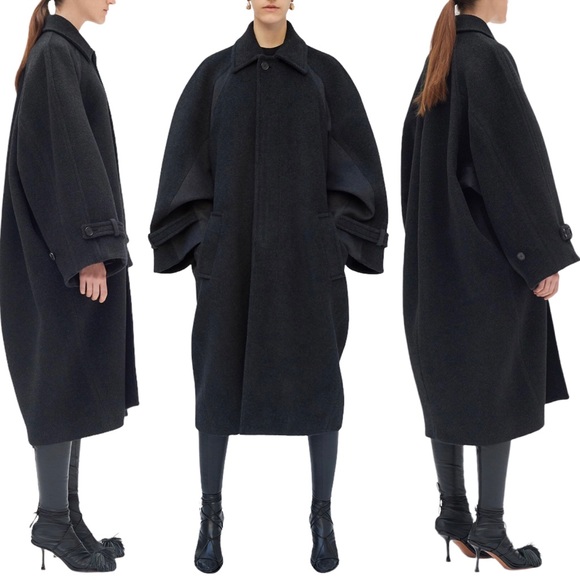 CÉLINE DARK GRAY WOOL & CASHMERE OVERSIZED COCOON COAT SIZE 38 PHOEBE PHILO - Picture 2 of 10